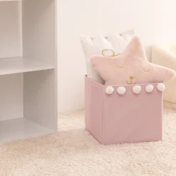 Atmosphera Paniers De Rangements*Bac de rangement enfant pompons Rose