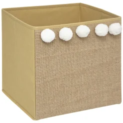 Atmosphera Paniers De Rangements*Bac de rangement enfant pompons Beige