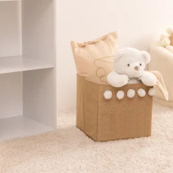 Atmosphera Paniers De Rangements*Bac de rangement enfant pompons Beige