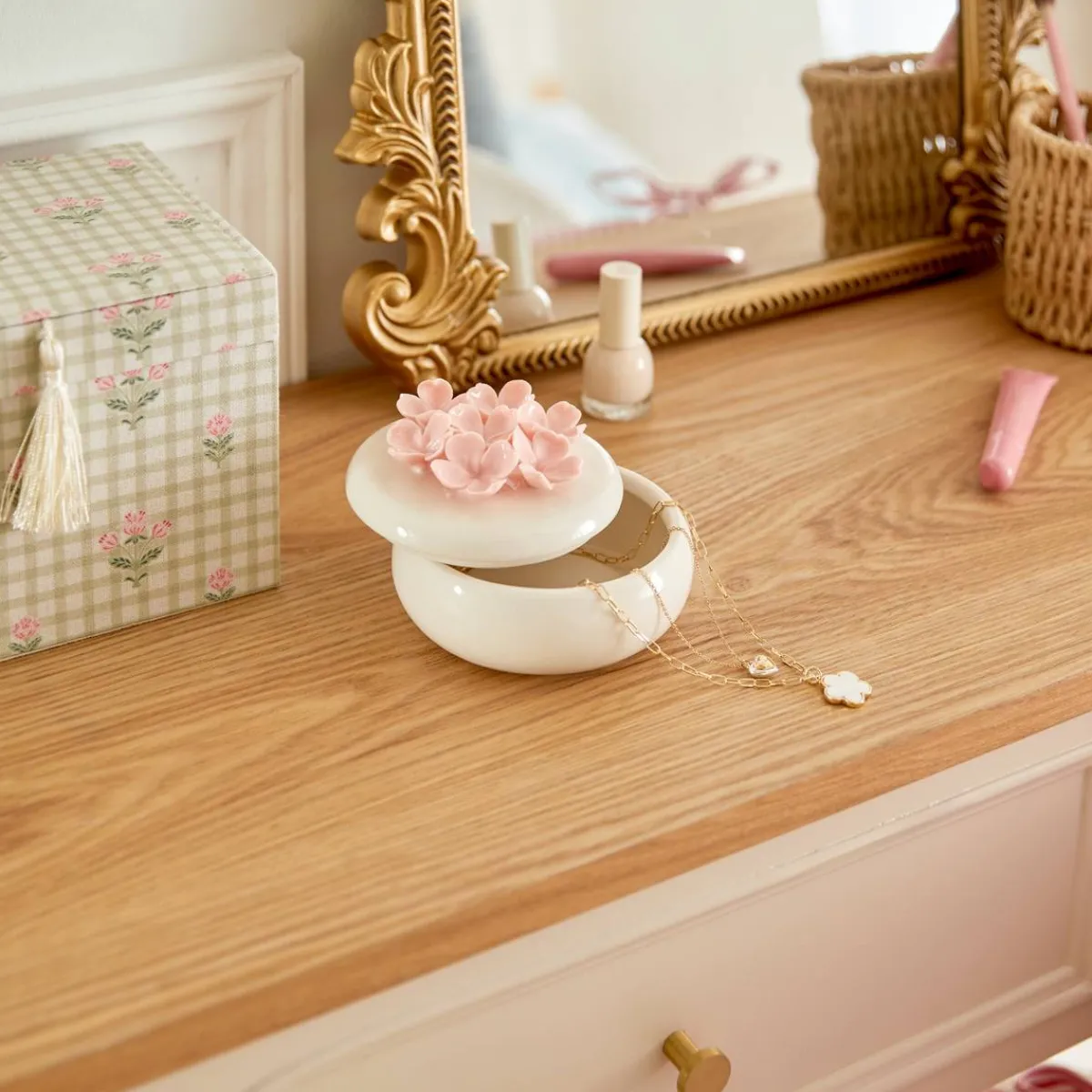 Atmosphera Boites De Rangement*Boîte déco "Fleur de rose" Bois