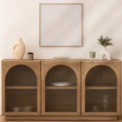 Atmosphera Voir Tout |Buffets*Buffet 3 portes en verre "Lousada" Boisnaturel
