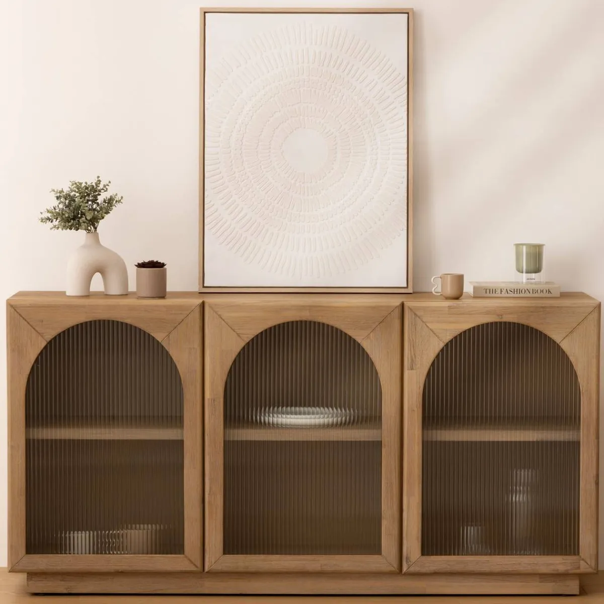 Atmosphera Voir Tout |Buffets*Buffet 3 portes en verre "Lousada" Boisnaturel