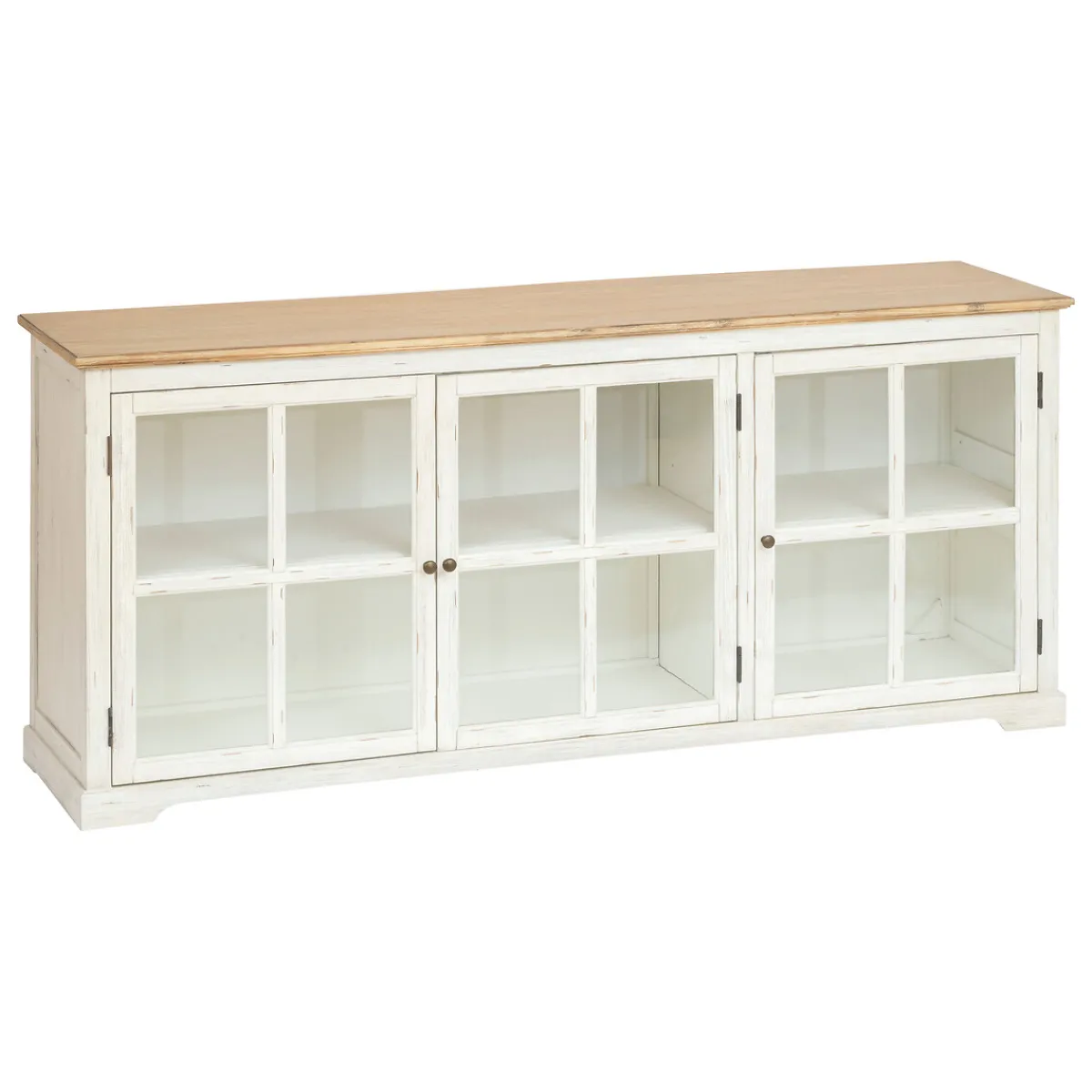Atmosphera Voir Tout |Buffets*Buffet 3 portes en verre "Olbia" Blanc