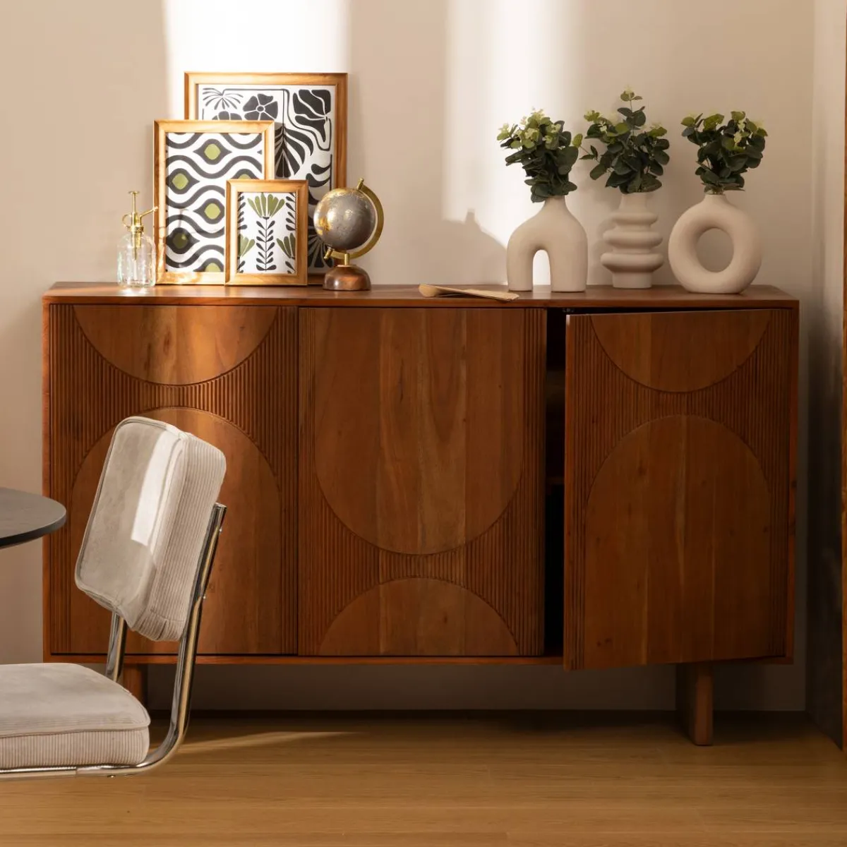 Atmosphera Voir Tout |Buffets*Buffet 3 portes "Nanda" Beige