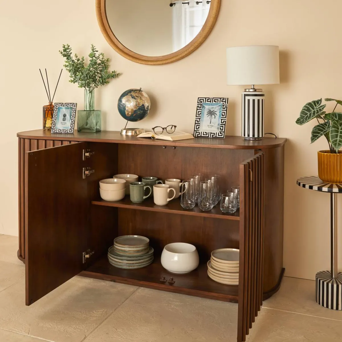Atmosphera Buffets*Buffet 3 portes 1 niveau "Rikaya" Beige