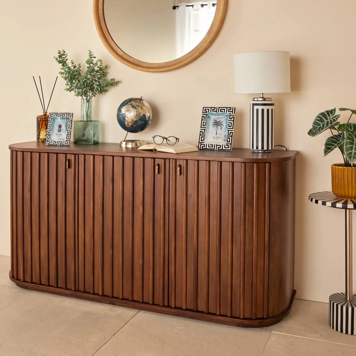 Atmosphera Buffets*Buffet 3 portes 1 niveau "Rikaya" Beige