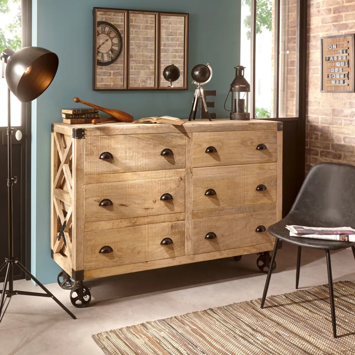 Atmosphera Buffets*Buffet 6 tiroirs "Silas" Beige