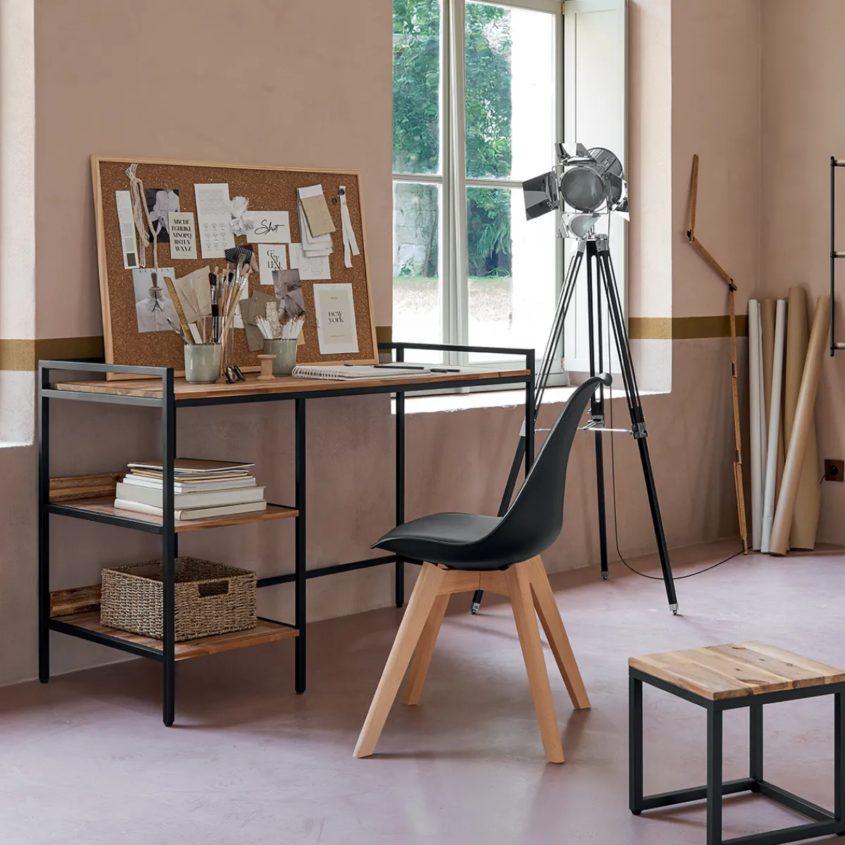 Atmosphera Chaises Scandinaves*Chaise "Baya", pieds hêtre Gris2