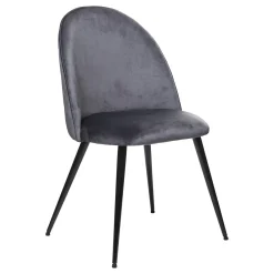 Atmosphera Chaises En Velours*Chaise "Slano", pieds métal noir Beige