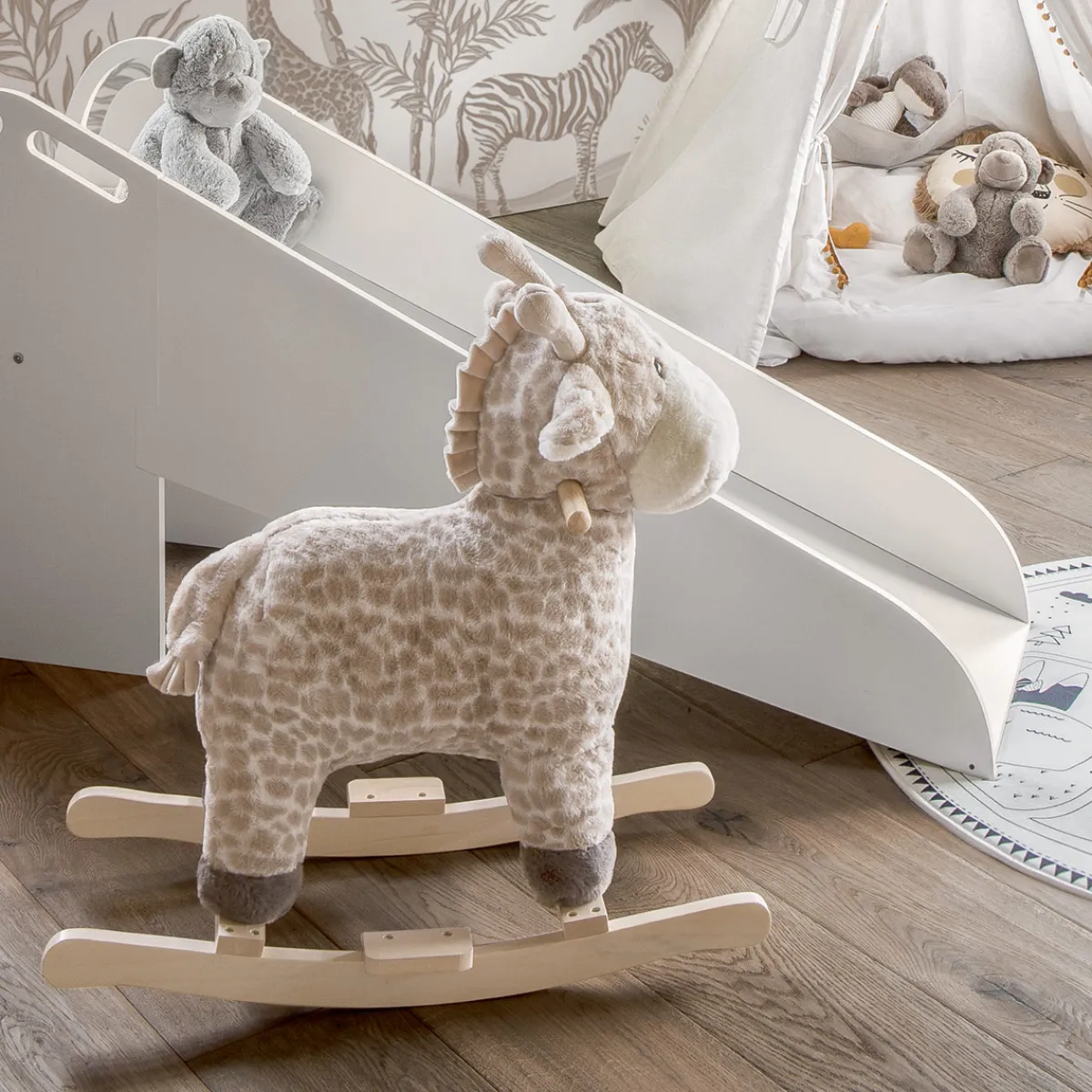 Atmosphera Peluches, Jouets*Cheval à bascule "Girafe" Rose