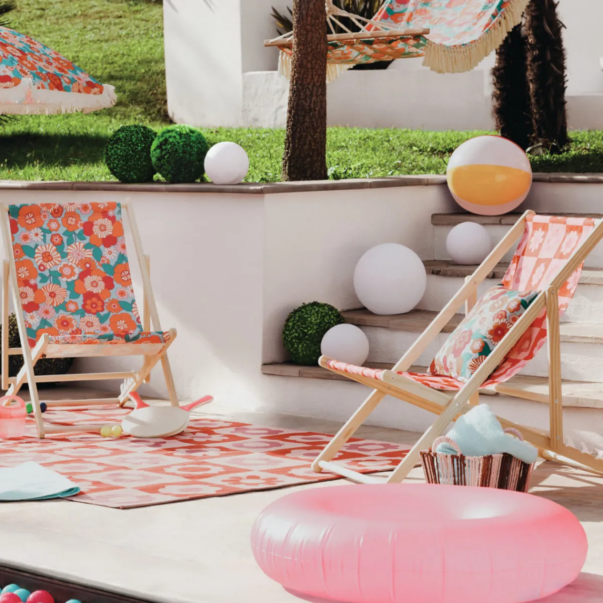 Atmosphera Mobilier D'Extérieur*Chilienne pliable de jardin "Bloomorama" Beige