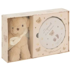 Atmosphera Cadeaux De Naissance*Coffret empreinte avec peluche "Aniel" Beige