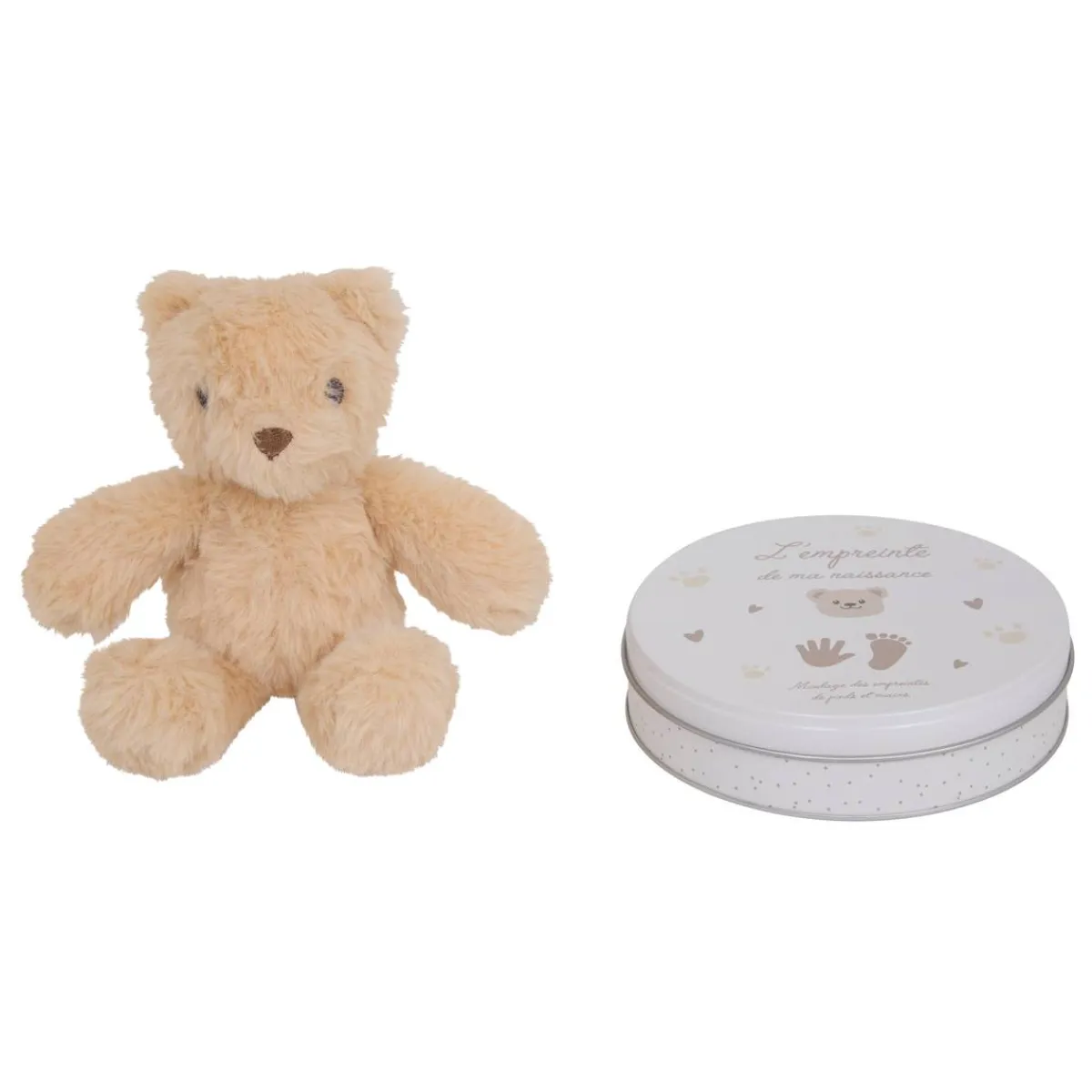 Atmosphera Cadeaux De Naissance*Coffret empreinte avec peluche "Aniel" Beige