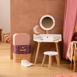 Atmosphera Bureaux*Coiffeuse et tabouret enfant "Bella" Rose