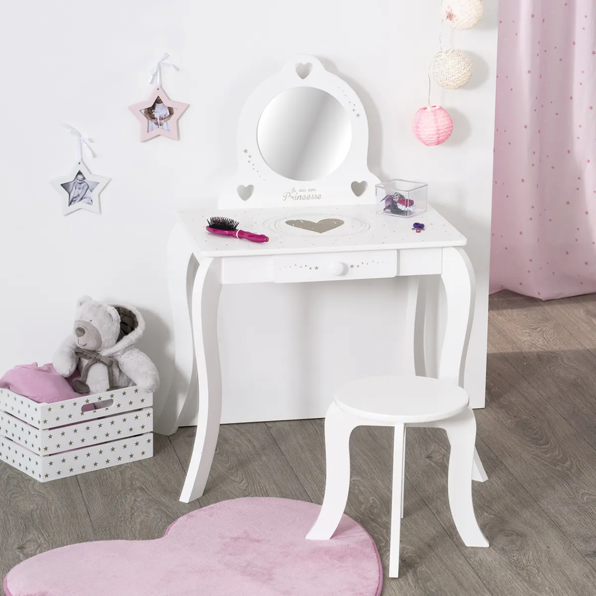 Atmosphera Bureaux*Coiffeuse et tabouret enfant Blanc