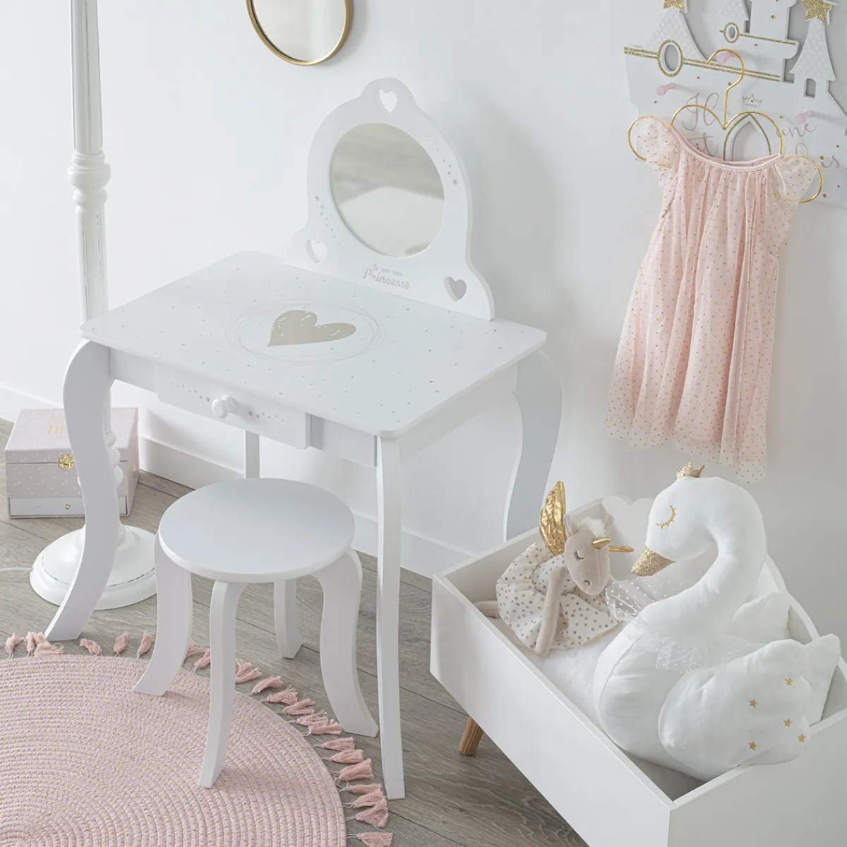 Atmosphera Bureaux*Coiffeuse et tabouret enfant Blanc