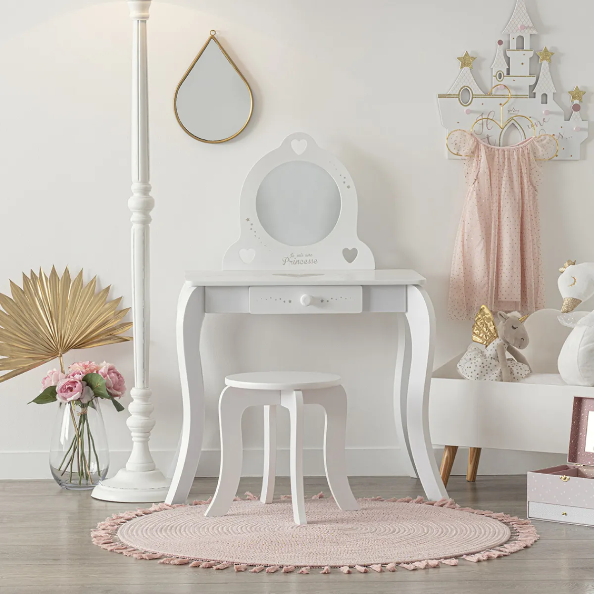 Atmosphera Bureaux*Coiffeuse et tabouret enfant Blanc