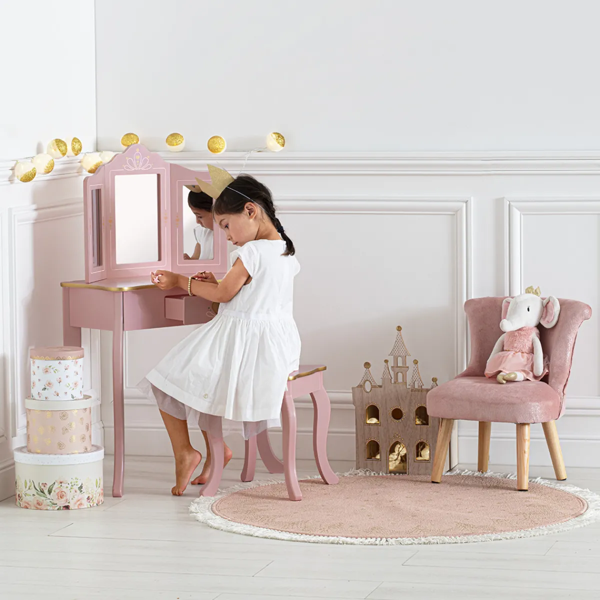 Atmosphera Bureaux*Coiffeuse et tabouret enfant "Sissi" Blanc