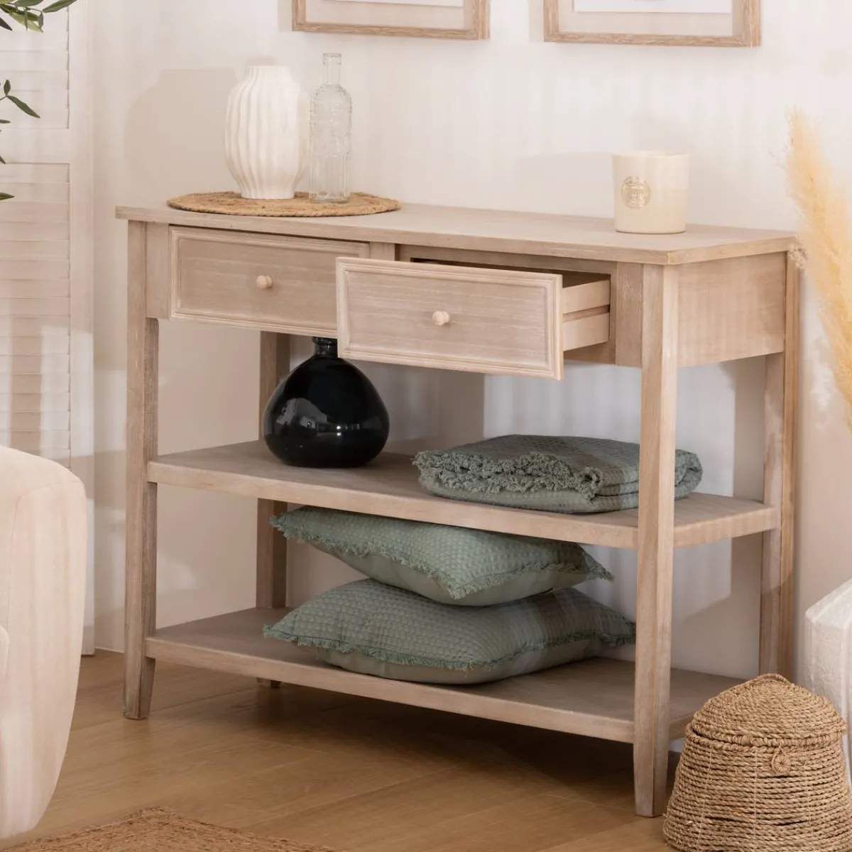 Atmosphera Consoles|Consoles*Console 2 tiroirs "Charme" Vertcéladon