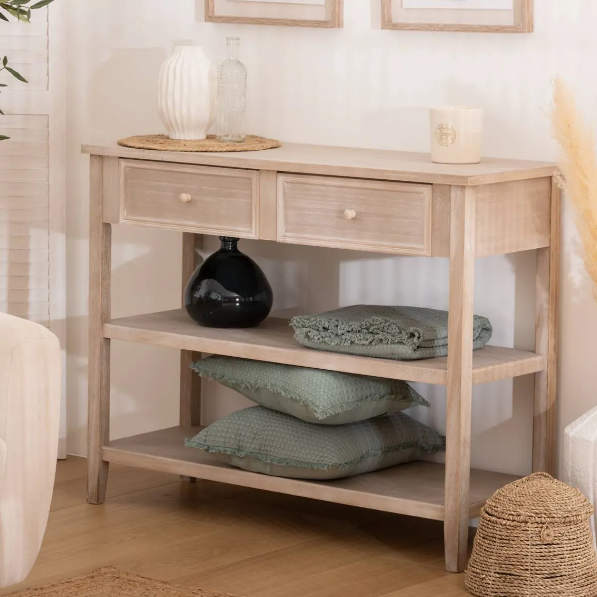 Atmosphera Consoles|Consoles*Console 2 tiroirs "Charme" Vertcéladon
