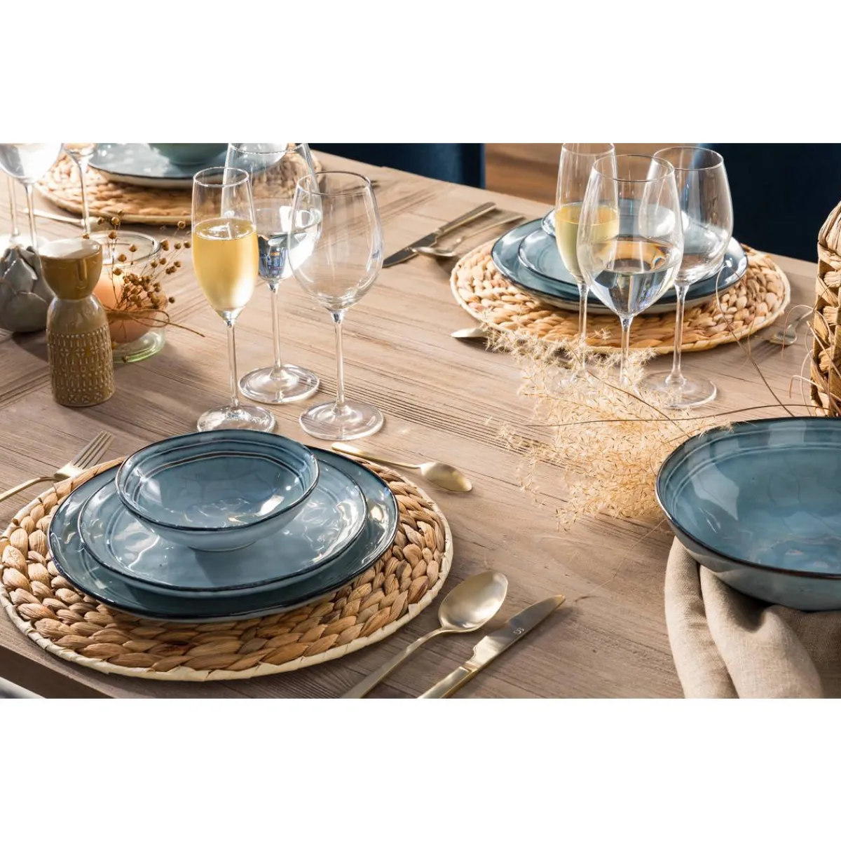 Atmosphera Assiettes Creuses*Coupelle "Flower" Beige