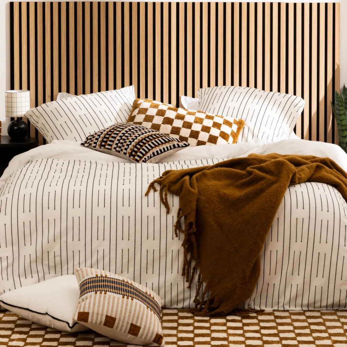 Atmosphera Coussins*Coussin damier "Itha" Beige