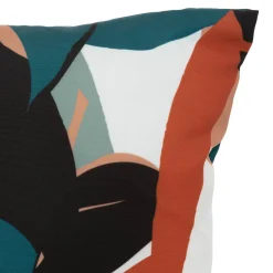 Atmosphera Coussins|Coussins D'Extérieur*Coussin déco d'intérieur et d'extérieur DEYO motif Feuilles Bleu canard Blanc
