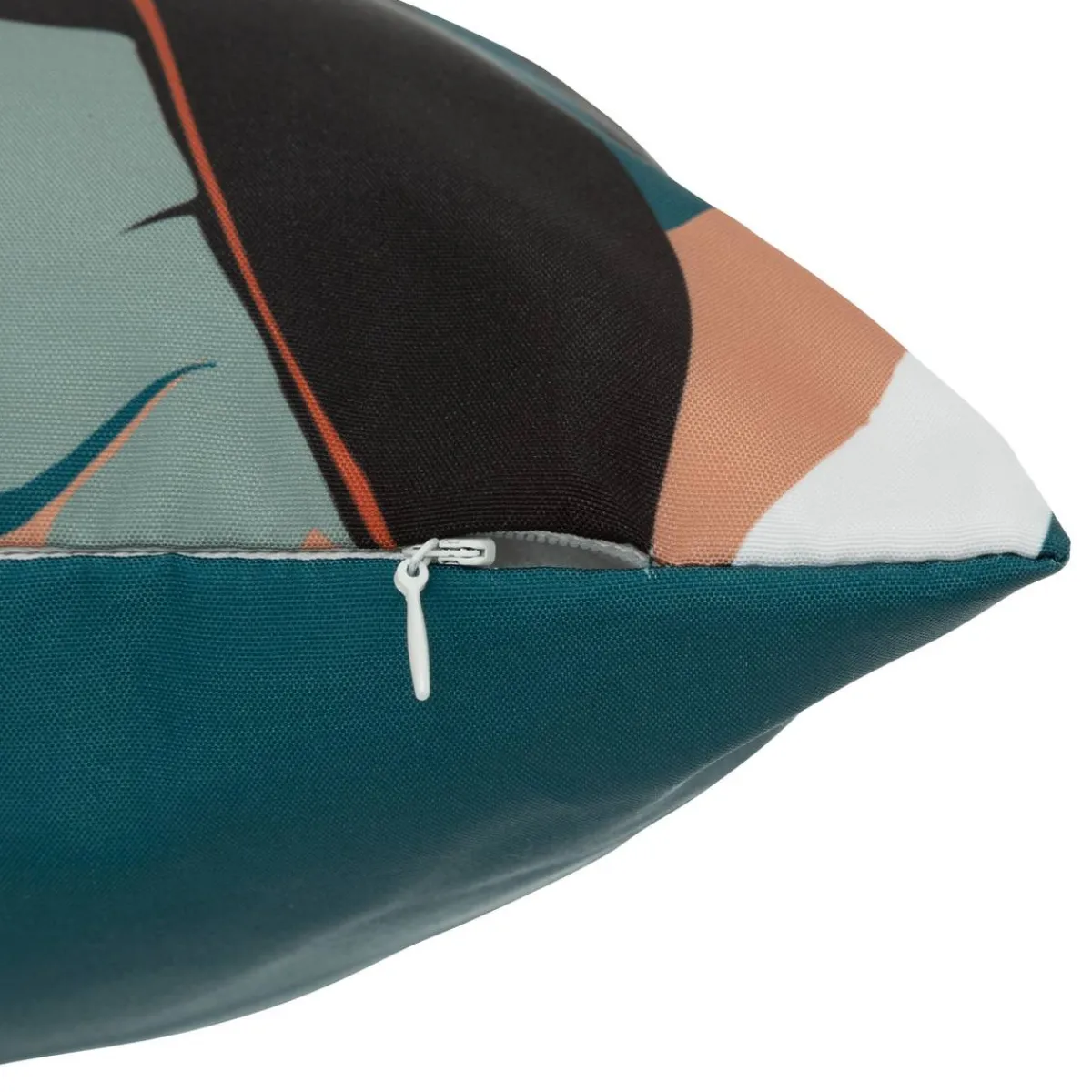 Atmosphera Coussins|Coussins D'Extérieur*Coussin déco d'intérieur et d'extérieur DEYO motif Feuilles Bleu canard Blanc