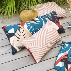 Atmosphera Coussins|Coussins D'Extérieur*Coussin déco d'intérieur et d'extérieur DEYO motif Feuilles Bleu canard Vert