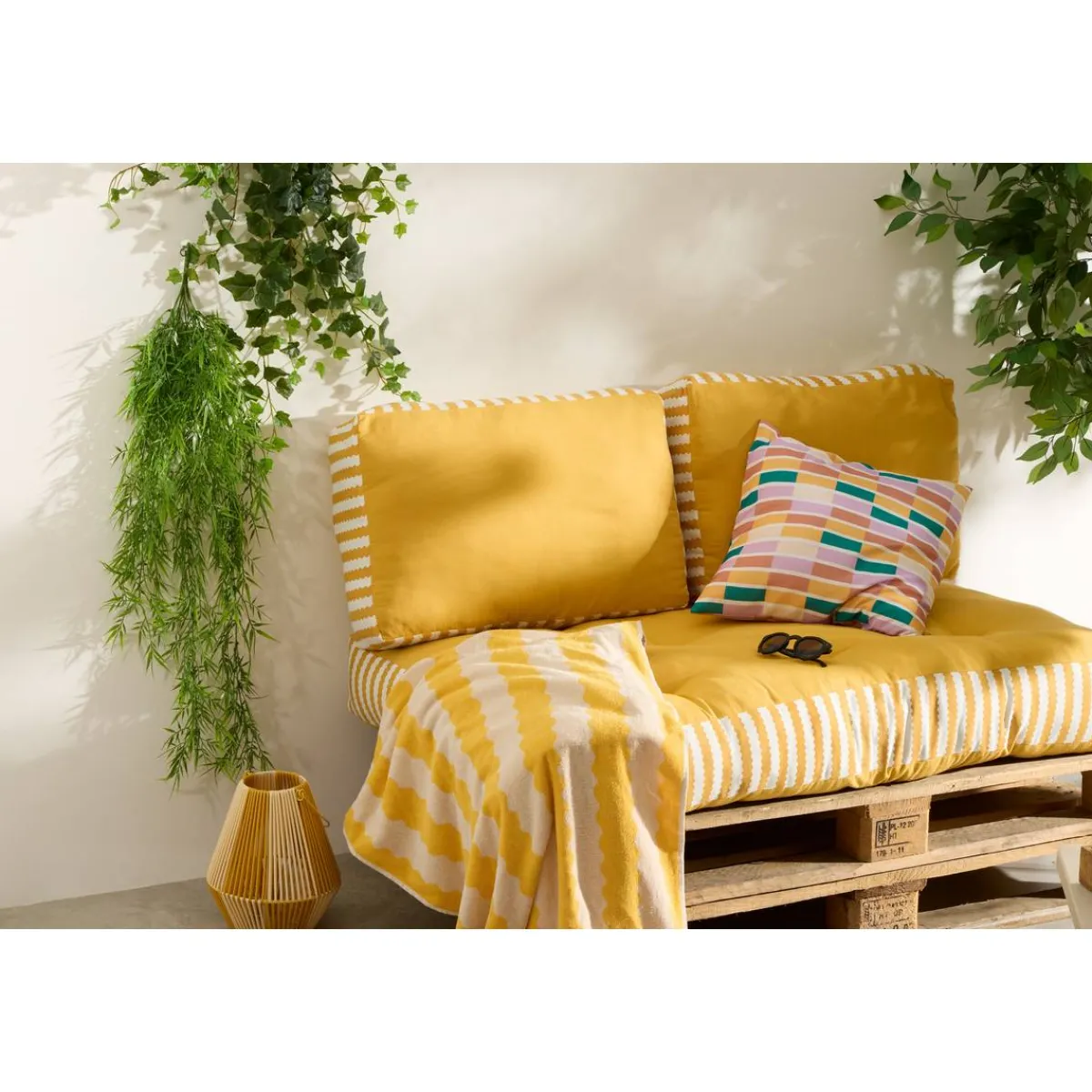 Atmosphera Coussins De Sol|Coussins D'Extérieur*Coussin de sol d'extérieur rectangulaire POOLSIDE Jaune Bleucanard