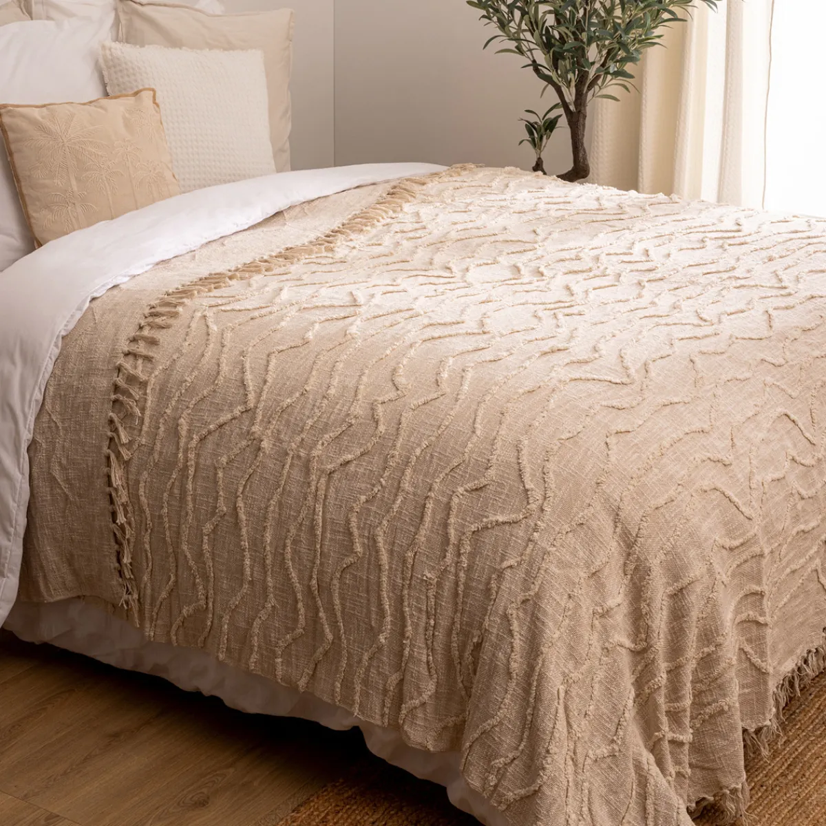 Atmosphera Plaids|Couvre-Lits, Édredons*Dessus de lit "Daisy" Gris