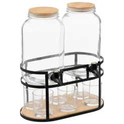 Atmosphera Pichets, Carafes|Accessoires Cuisine Conviviale*Distributeur double avec 6 verres "Duo" Marron