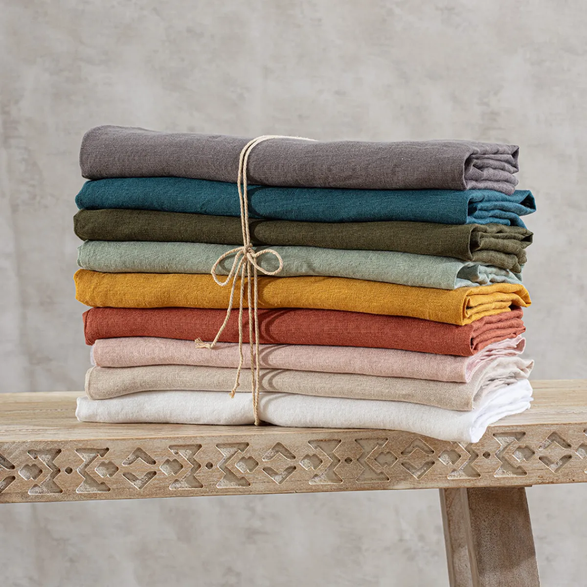 Atmosphera Draps-Housses*Drap-housse "Linah", lin lavé Gris