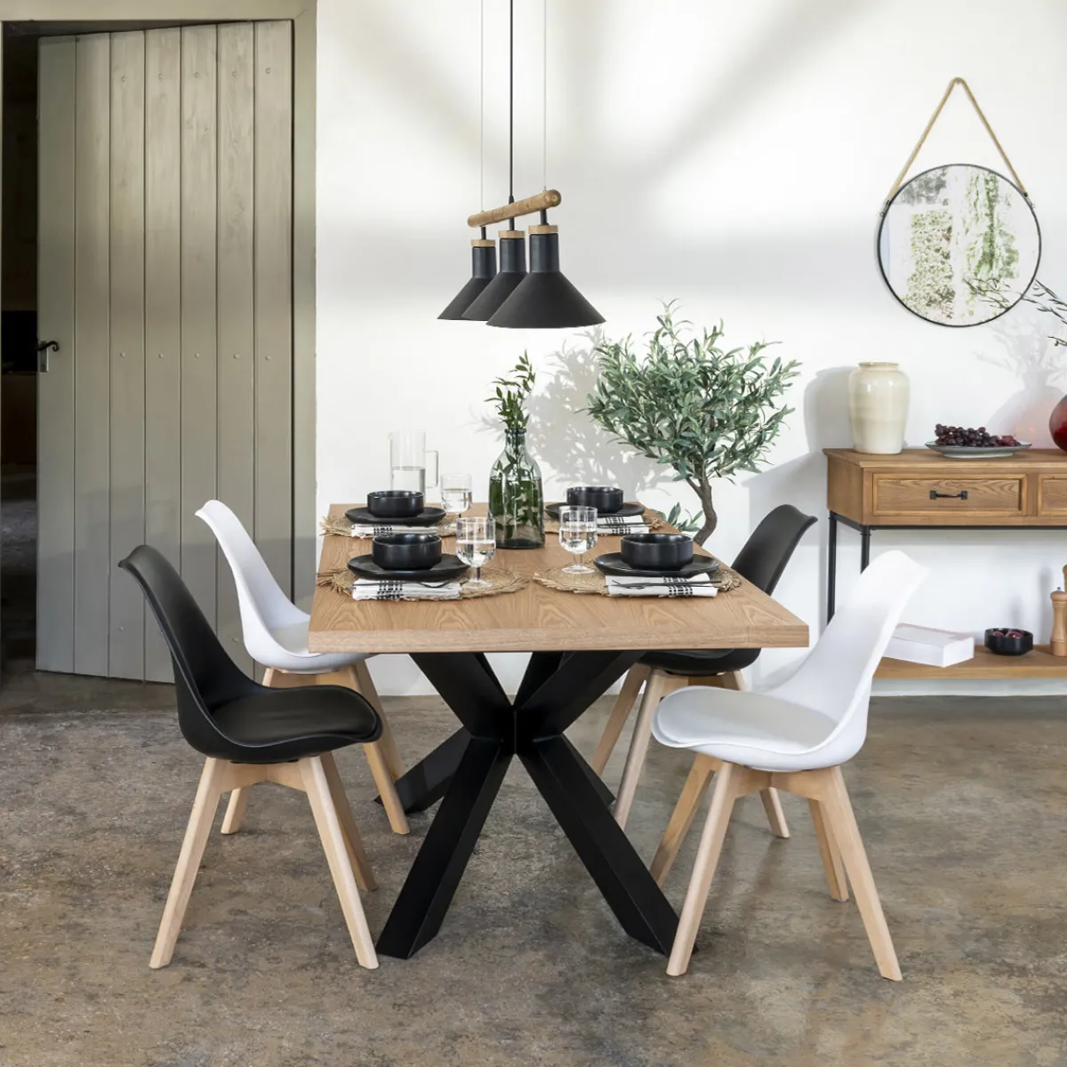 Atmosphera Tables À Manger|Tables À Manger*Ensemble table à manger extensible "Olaf" + 4 chaises "Baya" Gristaupe