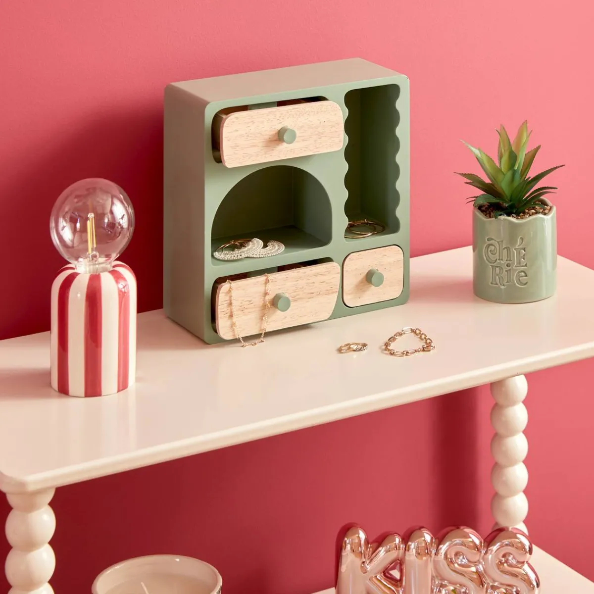 Atmosphera Voir Tout |Boites De Rangement*Etagère "Cherie" Rouge
