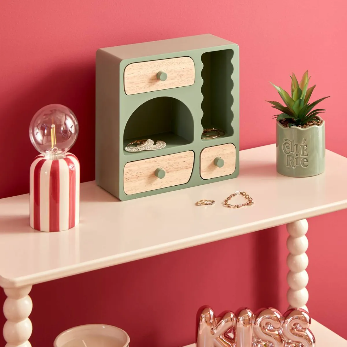 Atmosphera Voir Tout |Boites De Rangement*Etagère "Cherie" Rouge