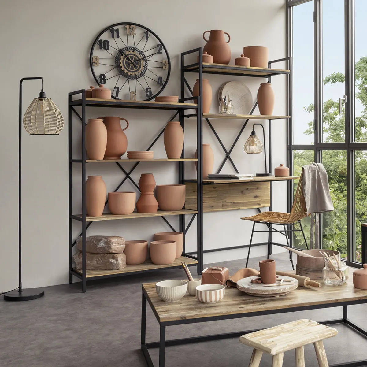 Atmosphera Décoration En Bois|Horloges*Horloge "Mohan" Doré