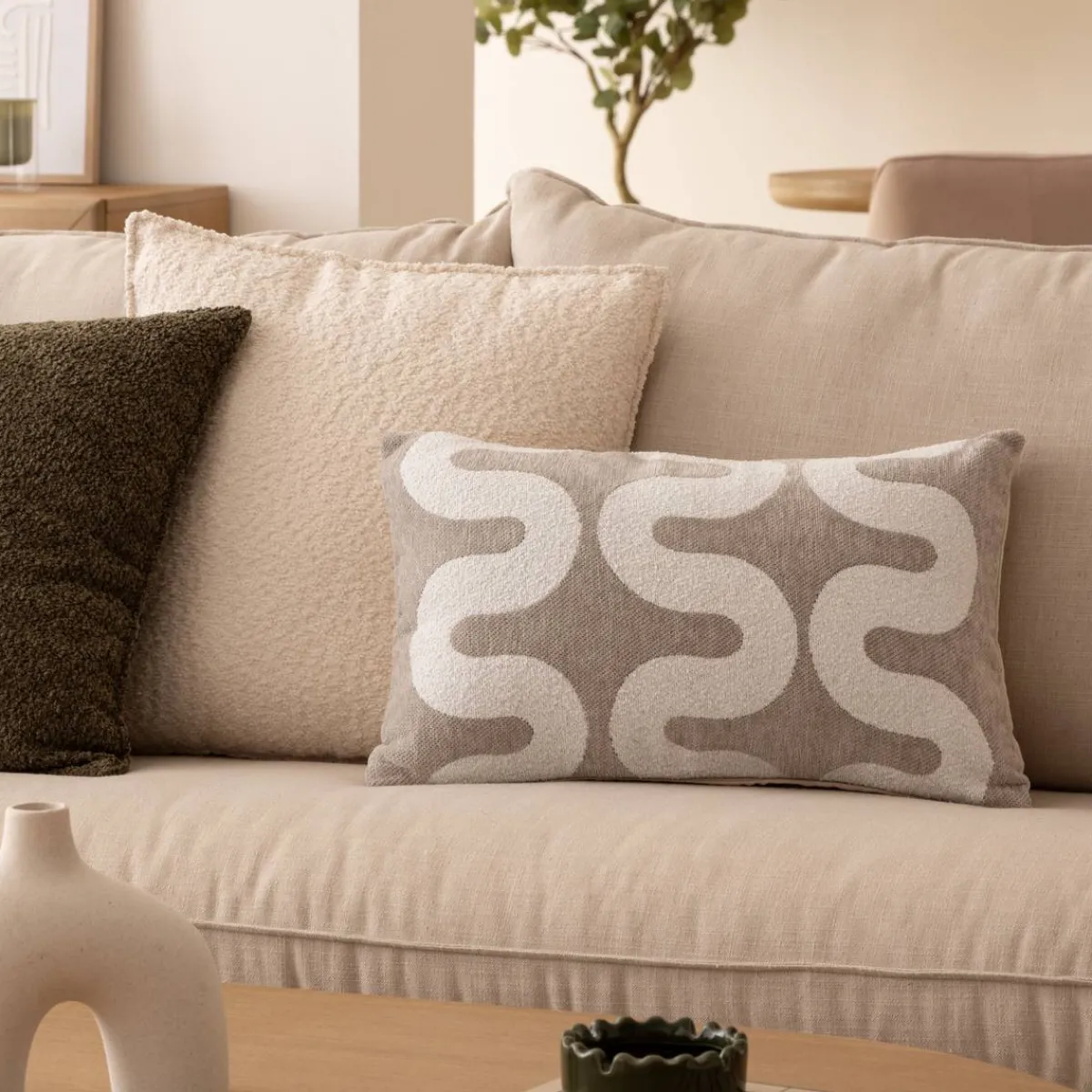 Atmosphera Housses De Coussin*Housse de coussin "Jeni", chenille NoiretBlanc