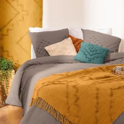 Atmosphera Couvre-Lits, Édredons*Jeté de lit "Inca", coton tufté Beige