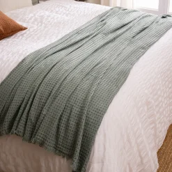 Atmosphera Plaids|Couvre-Lits, Édredons*Jeté de lit "Widdy", coton Blancivoire