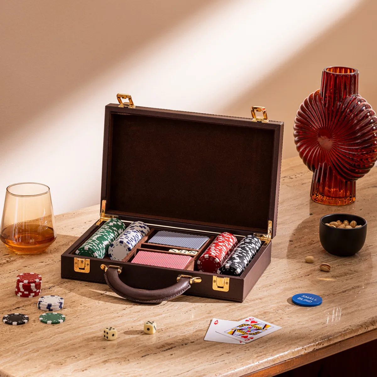 Atmosphera Jeux De Société*Jeu de poker "Jule" Boisnaturel