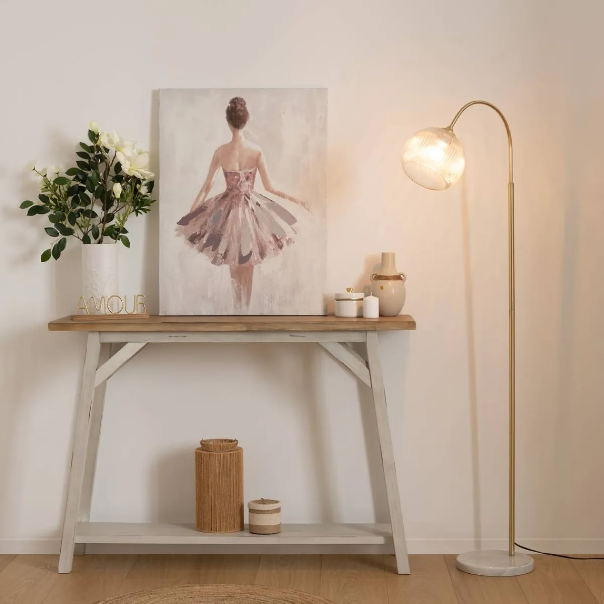 Atmosphera Lampadaires Arc*Lampadaire arc "Laye", marbre Beige