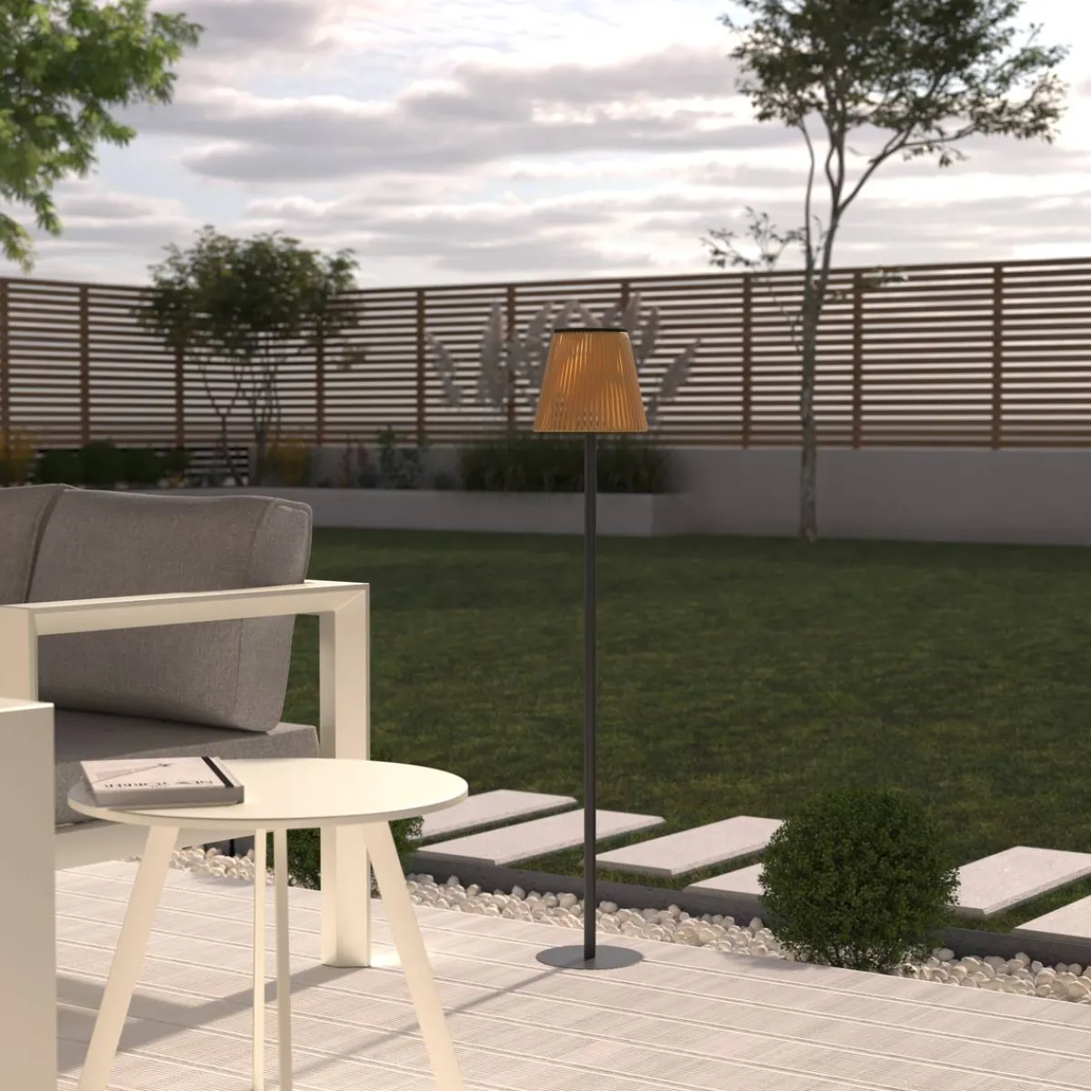 Atmosphera Lampes D'Extérieur|Eclairage D'Extérieur*Lampadaire d'extérieur KESY solaire Beige Blanc
