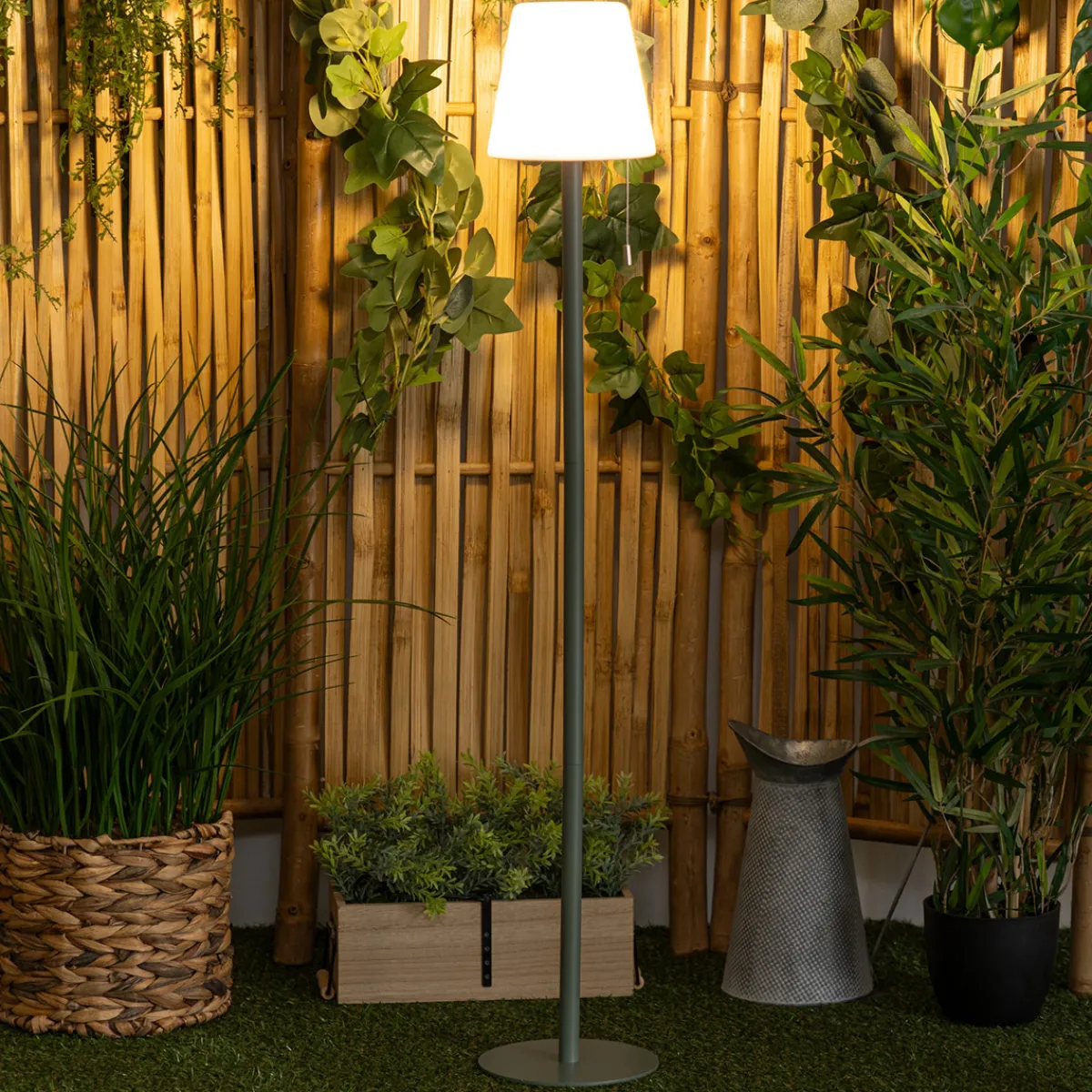 Atmosphera Lampadaires Droits|Eclairage D'Extérieur*Lampadaire d'extérieur ZACK rechargeable USB Vert olive Argile