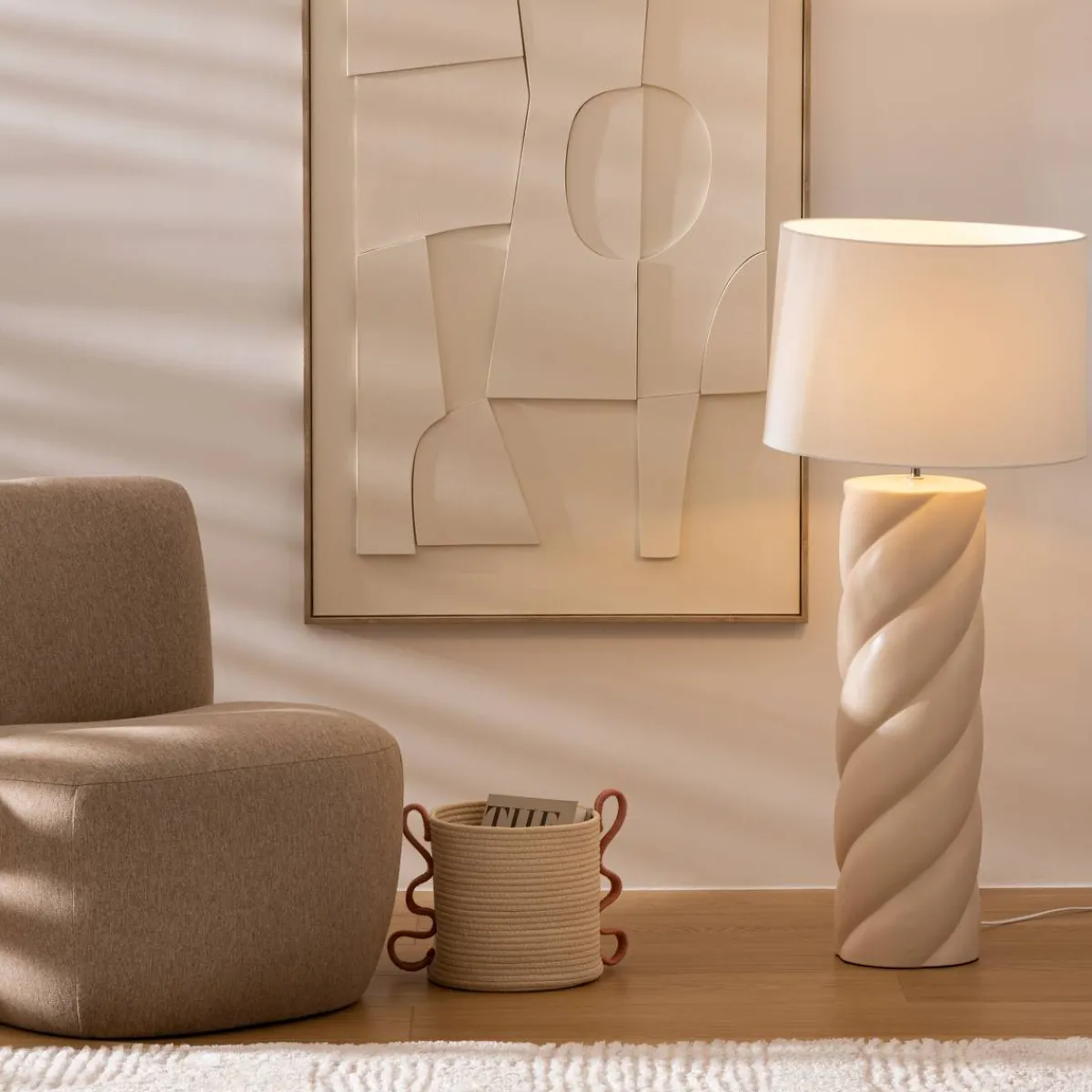 Atmosphera Lampadaires Droits*Lampadaire "Noly", céramique Blanc