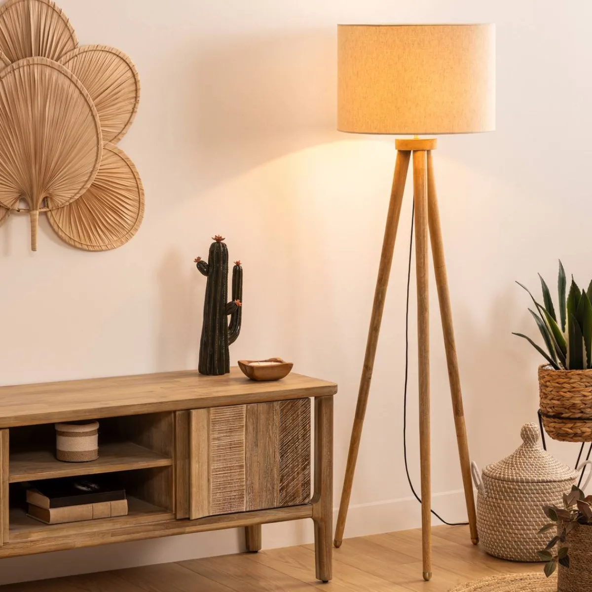 Atmosphera Lampadaires Trépieds*Lampadaire trépied "Olga" Boisnaturel