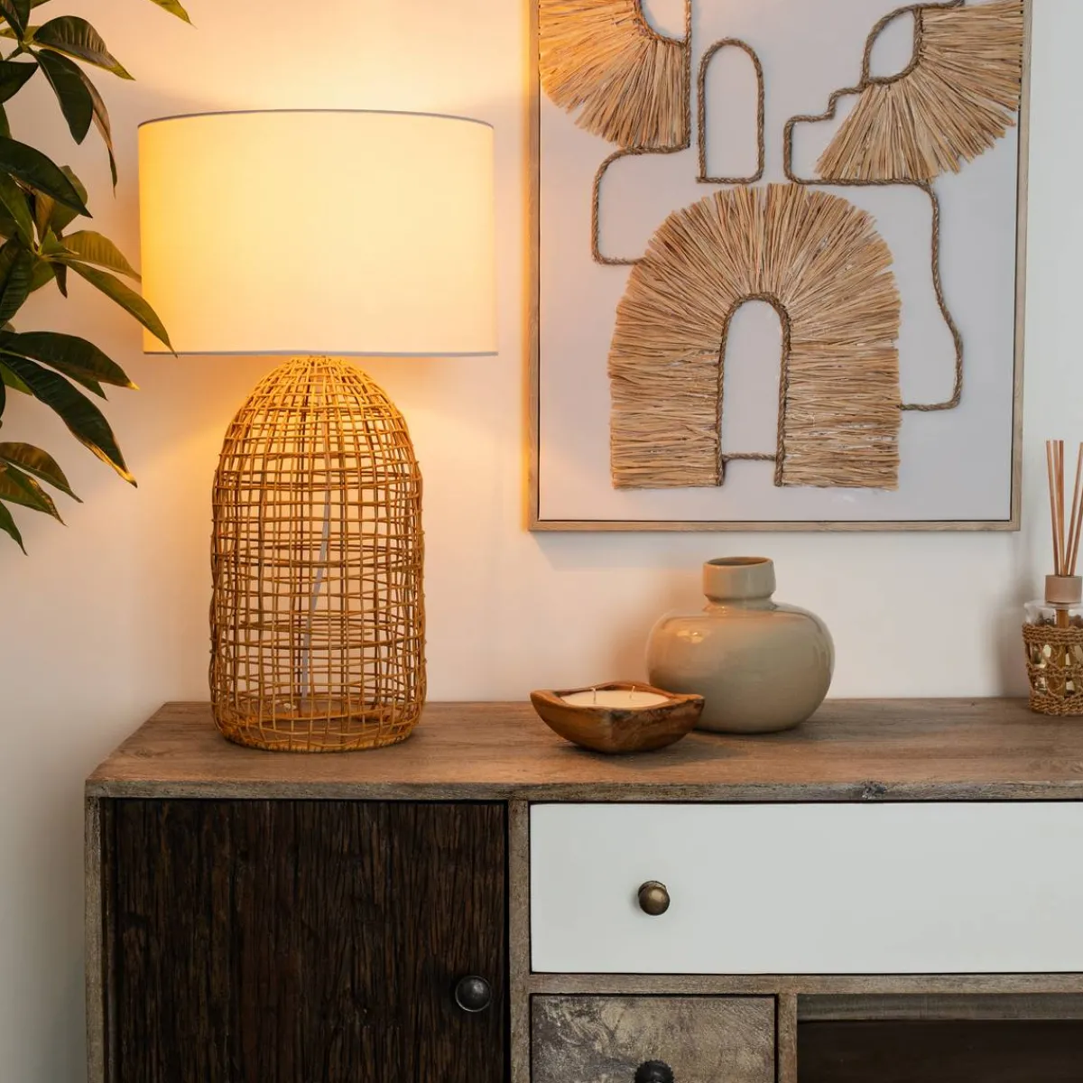 Atmosphera Lampes De Table*Lampe cylindre "Karla" Blanc