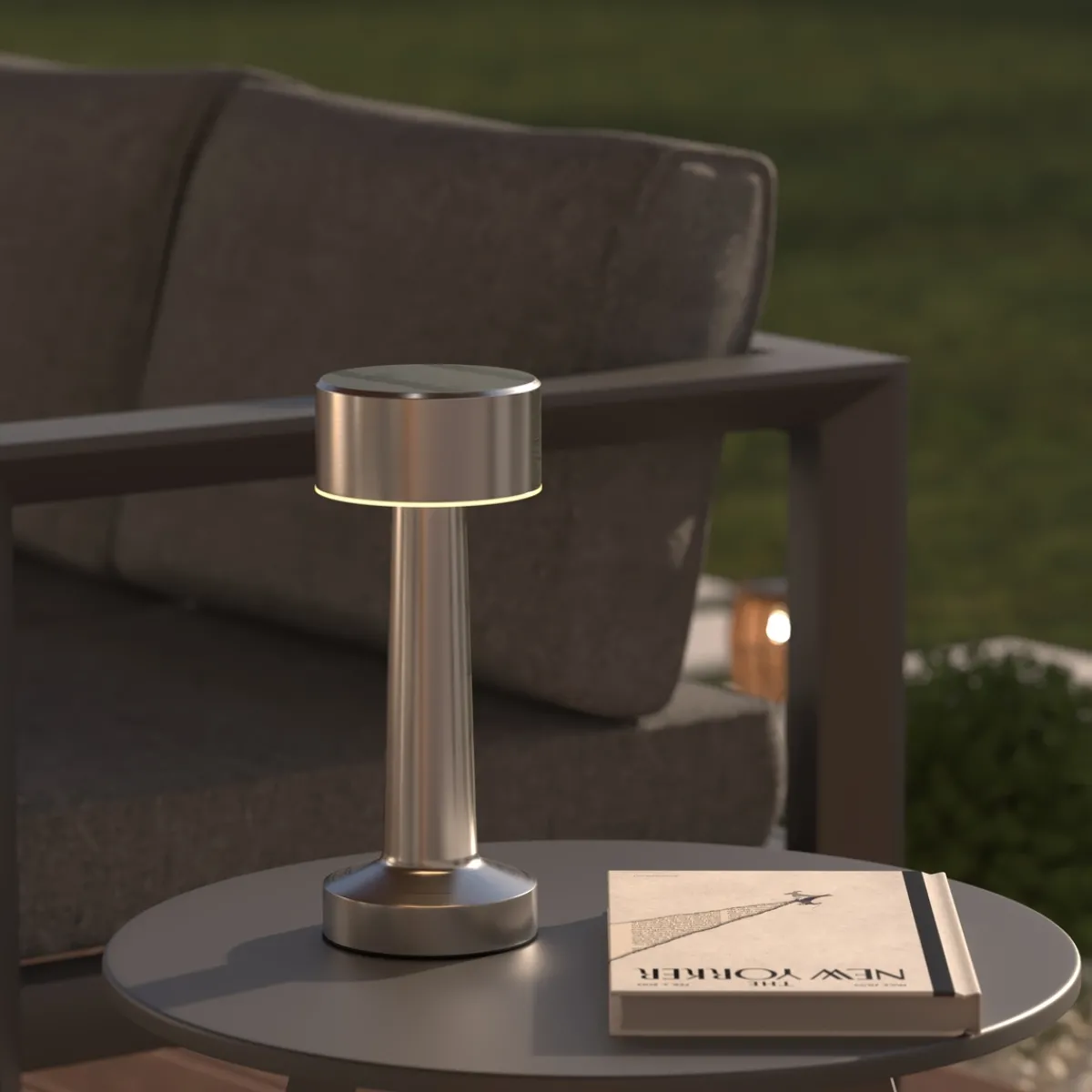 Atmosphera Lampes D'Extérieur|Eclairage D'Extérieur*Lampe d'extérieur HALTO rechargeable USB Argenté Noir&Blanc