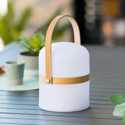 Atmosphera Lampes D'Extérieur|Eclairage D'Extérieur*Lampe d'extérieur KIARA rechargeable USB avec anse en bois Blanc