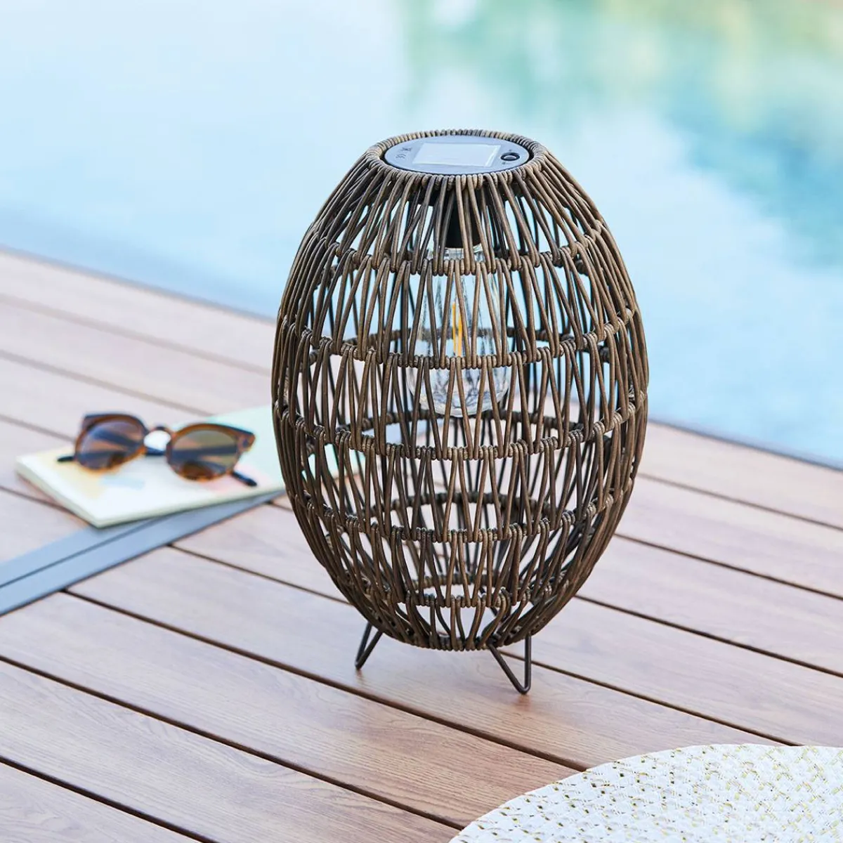 Atmosphera Lampes Solaires*Lampe d'extérieur solaire ovale Beige Ambretorsadé